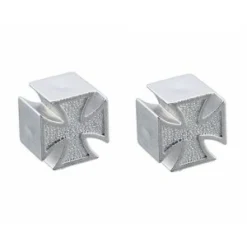 2 Bouchons De Valve TRIK TOPZ Croix De Fer Caps Shrader Argent