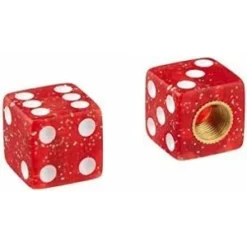 2 Bouchons De Valve TRIK TOPZ Dé Caps Shrader Rouge Translucide