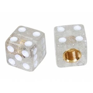 2 Bouchons De Valve TRIK TOPZ Dé Caps Shrader Translucide & Blanc 1 2 Bouchons De Valve TRIK TOPZ Dé Caps Shrader Translucide & Blanc