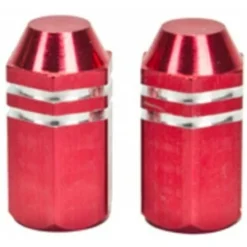 2 Bouchons De Valve TRIK TOPZ Hex Caps Shrader Rouge